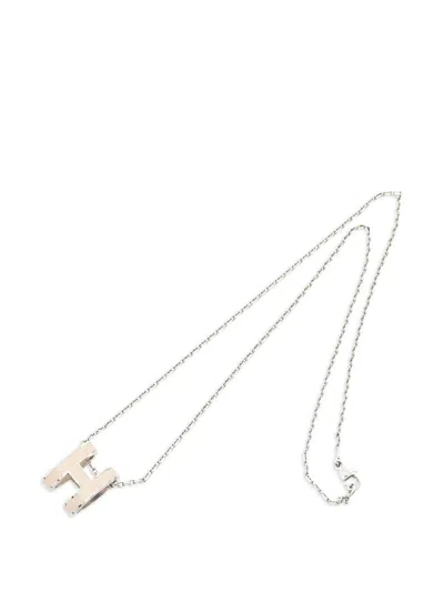 Pre-owned Hermes 2010s Pop Ash H Necklace In Silver