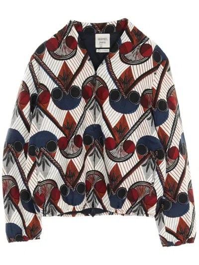 Pre-owned Hermes 2010s Printed Jacket In White