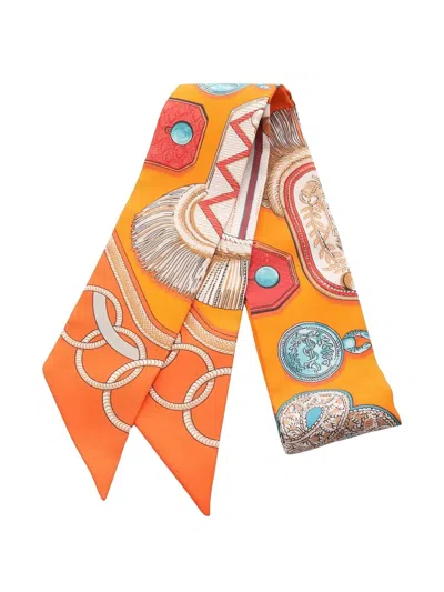 Pre-owned Hermes 2010s Printed Scarf In Orange