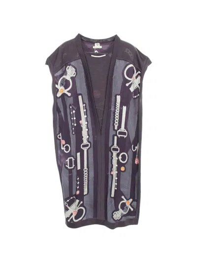 Pre-owned Hermes 2010s Printed Sleeveless Dress In Purple