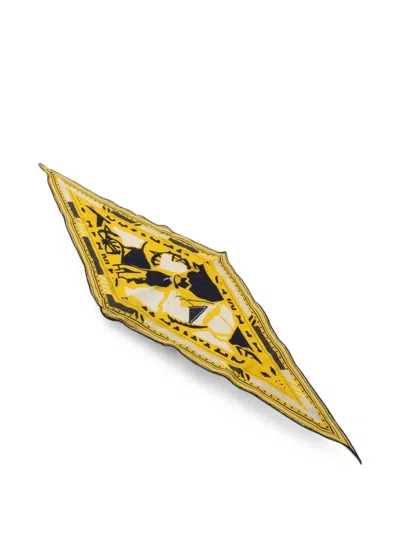 Pre-owned Hermes 2010s Puzzle Ii Losange Scarf In Yellow
