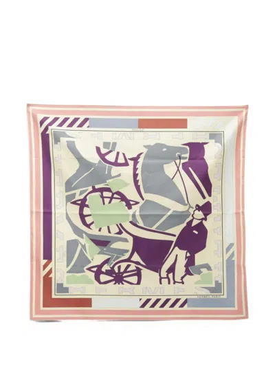 Pre-owned Hermes 2010s Puzzle Scarf In Neutrals