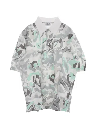 Pre-owned Hermes 2010s Puzzle Vegetal Polo Shirt In Gray