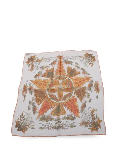 Pre-owned Hermes 2010s Pythagore Scarf In White