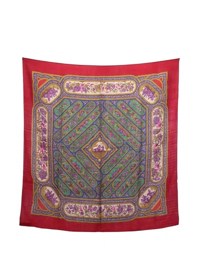 Pre-owned Hermes 2010s Qalamdan Carré 90 Scarf In Red