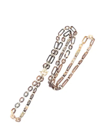 Pre-owned Hermes 2010s Regille Buffalo Horn Necklace In Gold