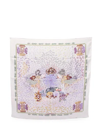 Pre-owned Hermes 2010s Rencontre Océane Scarf In Gray