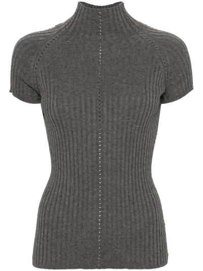Pre-owned Hermes 2010s Ribbed-knit Top In Grey