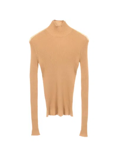 Pre-owned Hermes 2010s Ribbed Turtleneck Sweater In Neutrals