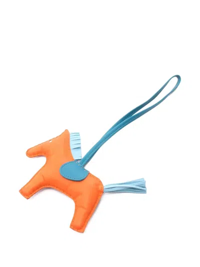 Pre-owned Hermes 2010s Rodeo Mm Bag Charm In Orange