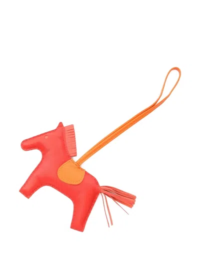 Pre-owned Hermes 2010s Rodeo Mm Leather Charm In Red