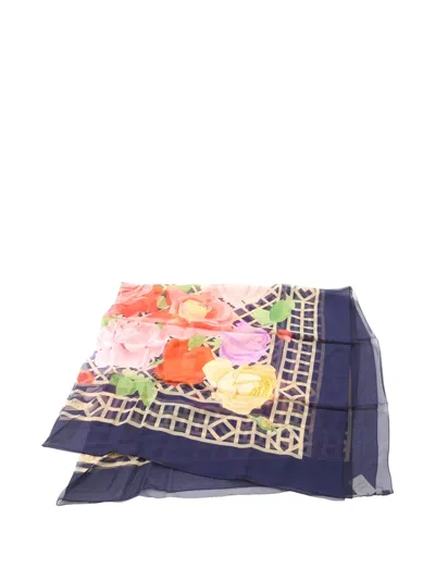 Pre-owned Hermes 2010s Roseraie Scarf In Blue