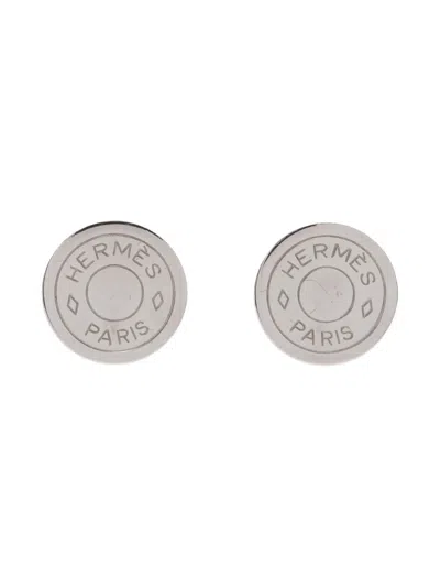 Pre-owned Hermes 2010s Round Clip-on Earrings In Silver