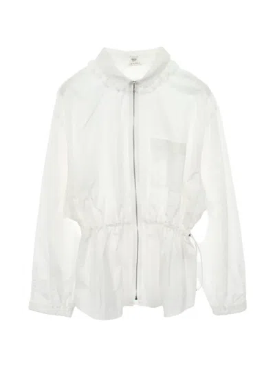 Pre-owned Hermes 2010s Ruffle-detail Zip-up Shirt In White