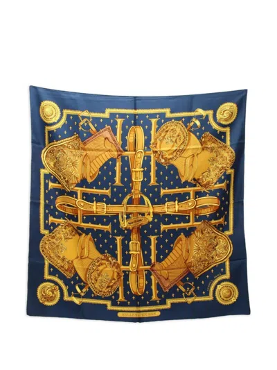 Pre-owned Hermes 2010s Selles A Housse Scarf In Blue