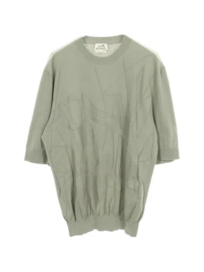 Pre-owned Hermes 2010s Selles En Fragments Sweater In Grey