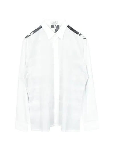 Pre-owned Hermes 2010s Serie Button Back-print Shirt In White