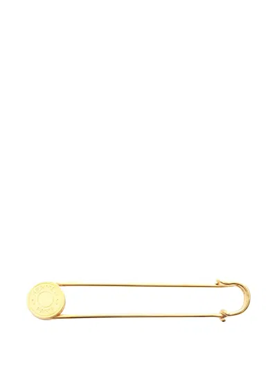 Pre-owned Hermes 2010s Serie Safety Pin Brooch In Gold