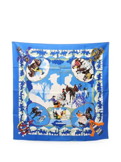 Pre-owned Hermes 2010s Seville Fair Scarf In Blue