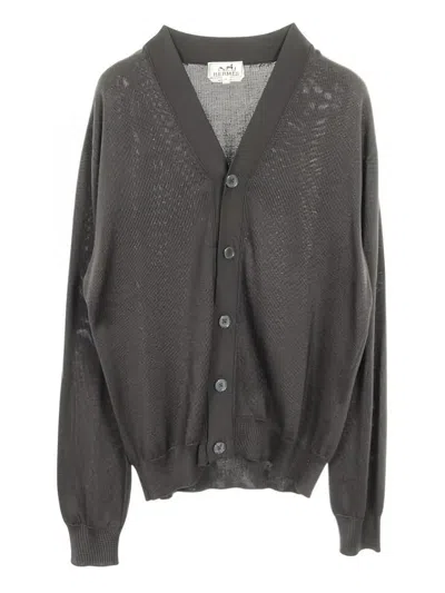 Pre-owned Hermes 2010s Silk Cardigan In Gray