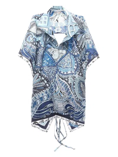 Pre-owned Hermes 2010s Silk Collared Shirt In Blue