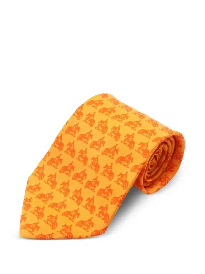 Pre-owned Hermes 2010s Silk Tie In Orange
