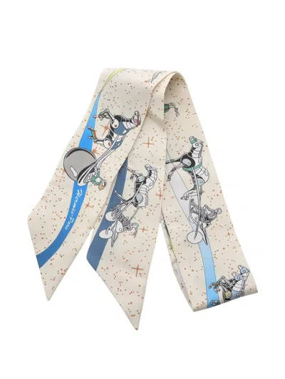 Pre-owned Hermes 2010s Space De Rby Silk Scarf In Neutral