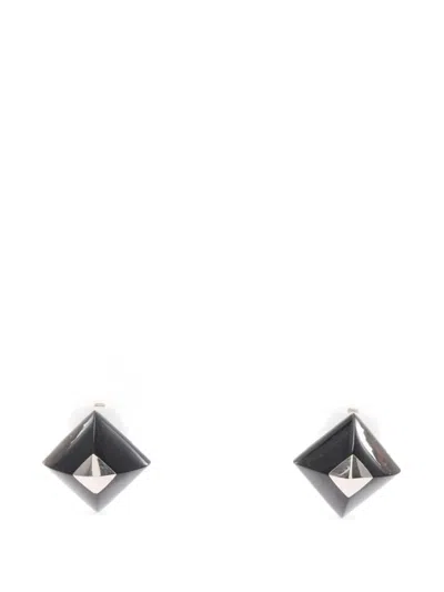 Pre-owned Hermes 2010s Square Earrings In Silver