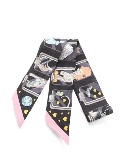 Pre-owned Hermes 2010s Story Twilly Scarf In Black