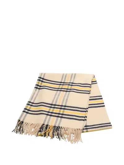 Pre-owned Hermes 2010s Striped Cashmere Scarf In Neutral