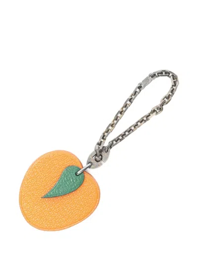 Pre-owned Hermes 2010s Tangerines Leather Bag Charm In Orange