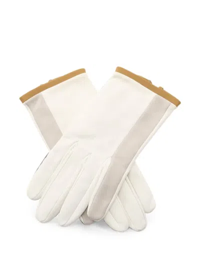 Pre-owned Hermes 2010s Trimming Piping Gloves In White