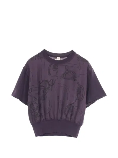 Pre-owned Hermes 2010s Twill Laine En Desordre Finesse Sweater In Purple