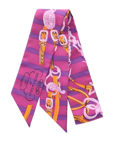 Pre-owned Hermes 2010s Twilly Brides De Gala Scarf In Pink