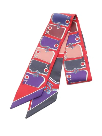 Pre-owned Hermes 2010s Twilly Camails Ribbon Scarf In Red