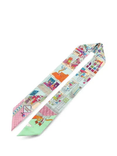 Pre-owned Hermes 2010s Twilly La Maison Des Carrés Scarf In Blue