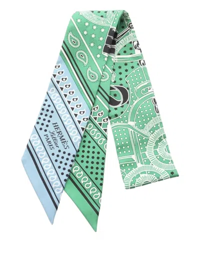 Pre-owned Hermes 2010s Twilly Scarf In Green
