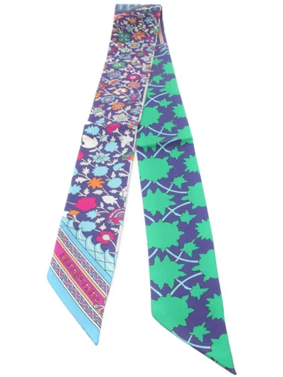 Pre-owned Hermes 2010s Twilly Tapis Persans-print Scarf In Purple
