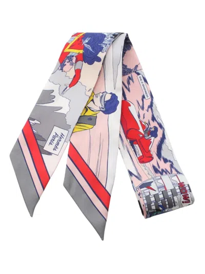 Pre-owned Hermes 2010s Twilly Wow Scarf In Grey