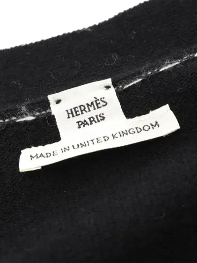 Pre-owned Hermes 2010s V-neck Cashmere Cardigan In Black