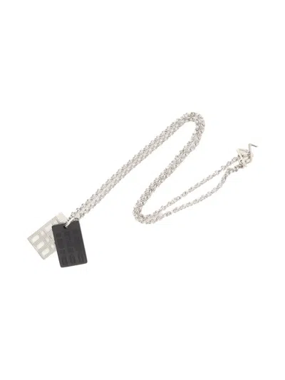 Pre-owned Hermes 2010s Van Quatre Faubourg Plate-pendant Necklace In Silver