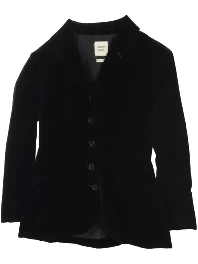 Pre-owned Hermes 2010s Velvet Blazer In Black