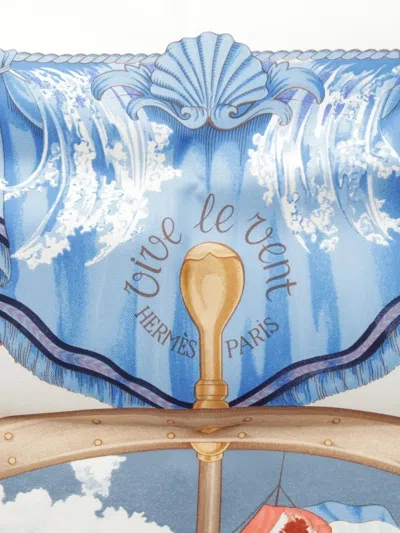Pre-owned Hermes 2010s Vive Le Vent Scarf In White