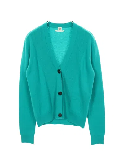 Pre-owned Hermes 2010s V-neck Cashmere Cardigan In Green