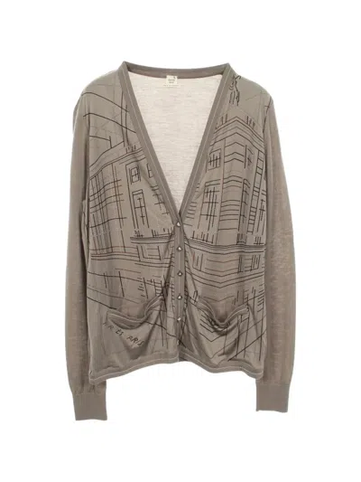 Pre-owned Hermes 2010s V-neck Colour-block Cardigan In Neutrals