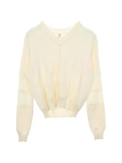 Pre-owned Hermes 2010s V-neck Sweater In Neutral