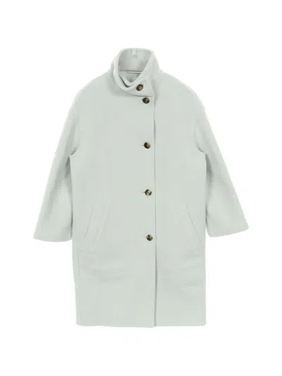 Pre-owned Hermes 2010s Wool Herringbone Coat In Blue