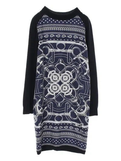 Pre-owned Hermes 2010s Wool Knitted Dress In Blue