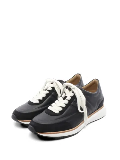 Pre-owned Hermes 2010s Yeezy Leather Sneakers In Black
