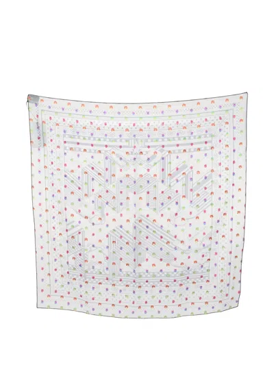 Pre-owned Hermes 2010s Zigzag Bandana Scarf In Blue
